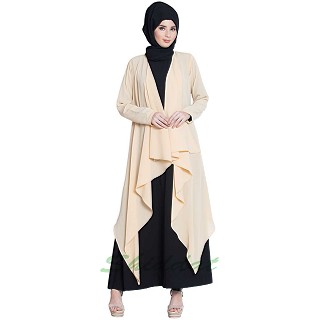 Designer shrug abaya- Black-Fawn